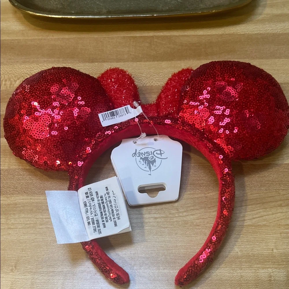 #1429=Red Sequin Minnie Mouse Ears Headband - Picture 3 of 8